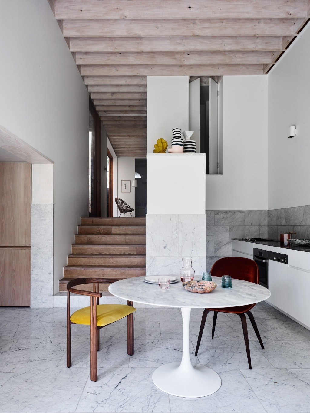Bondi Junction House Kitchen Table and Stairs.