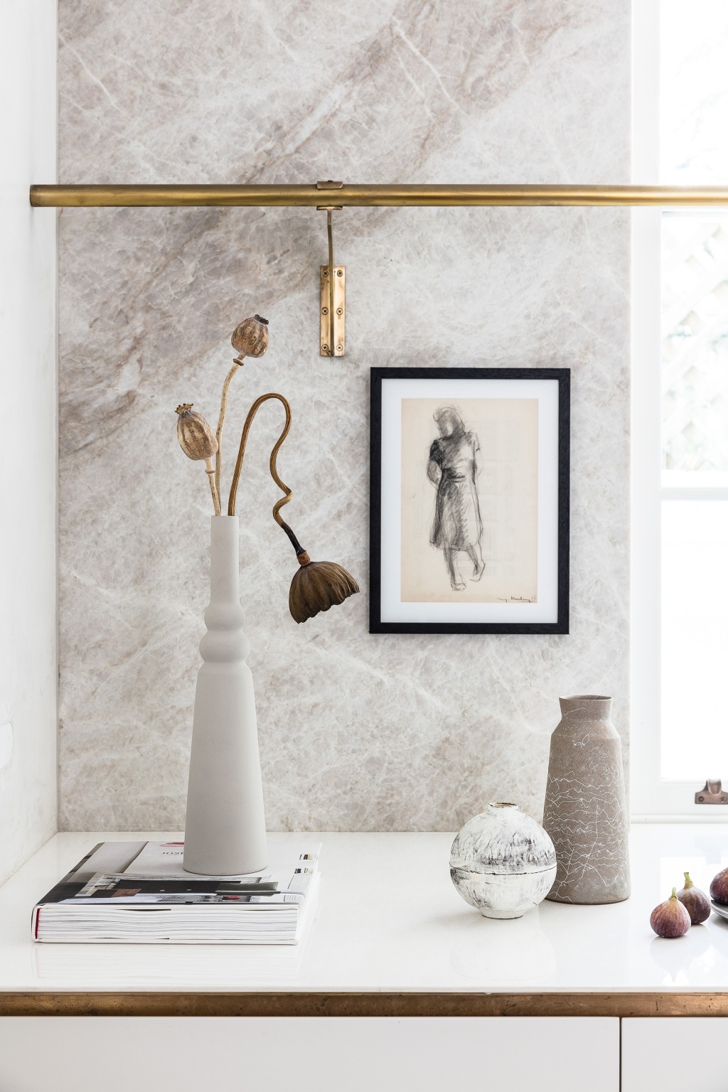 Darling Point Kitchen Counter with Brass Rail.
