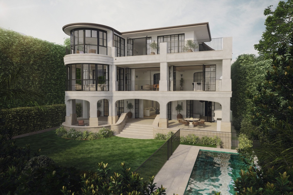 Rear Elevation of three-storey Higher Ground House.