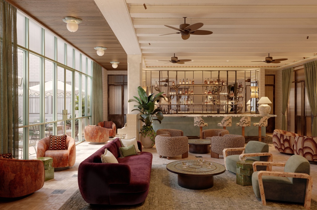 Visualisation of the Mermaid Bar and lounge at the Kirra Point boutique hotel.