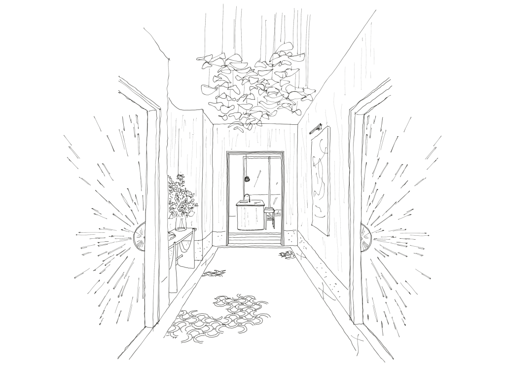 Sketch of Casilia Penthouse entry foyer.