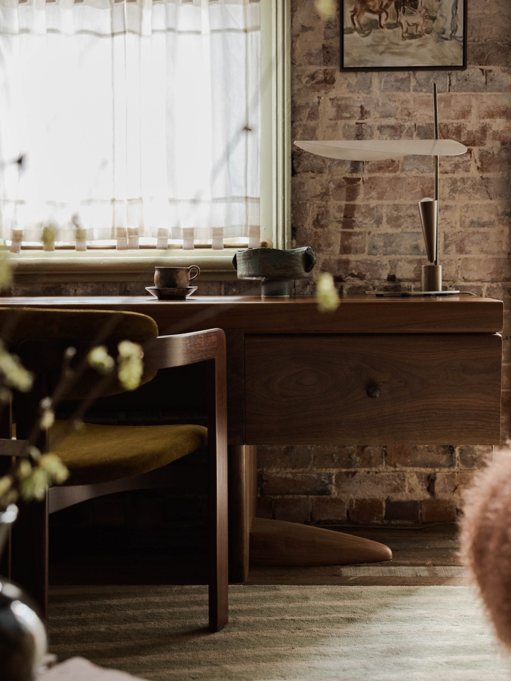 Walnut timber desk in The A&CO. Workshop.
